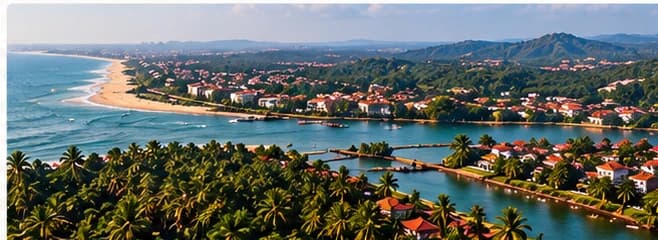 Aerial view of the coastal towns and backwaters of Tulu Nadu