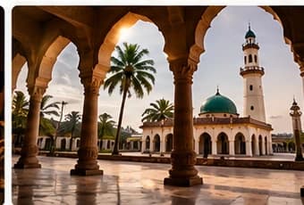 Mosque courtyard with traditional arches